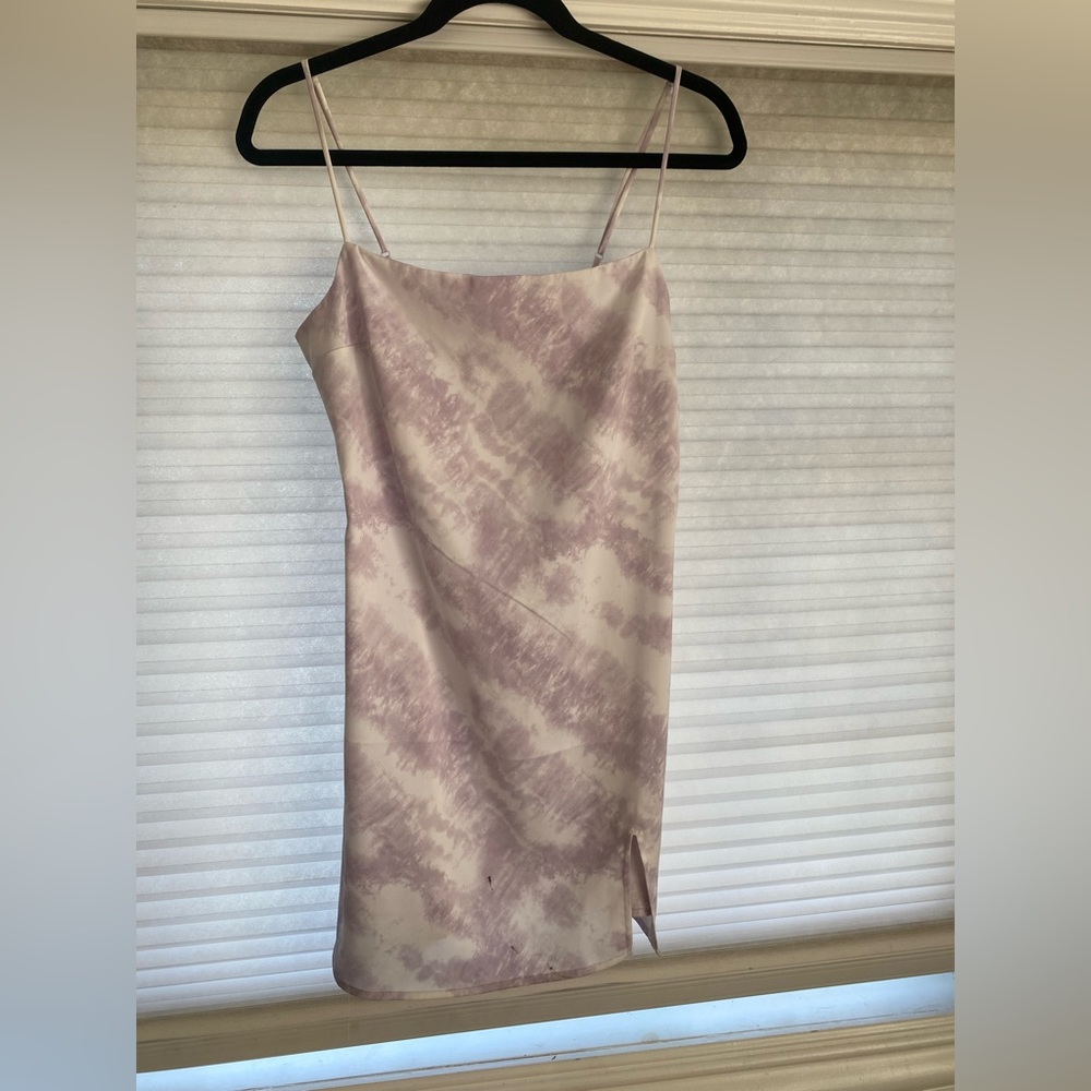 Garage size small purple/white tie dye mini dress with small slit